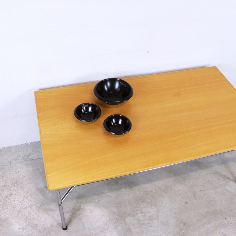 Vintage houten en metalen salontafel, 1990