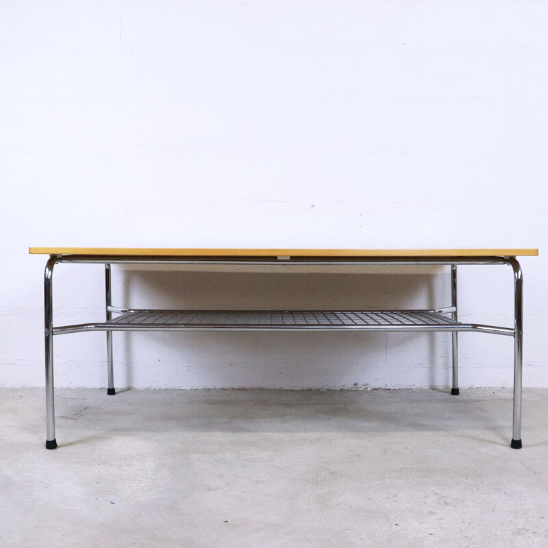 Table basse vintage en bois et métal, 1990