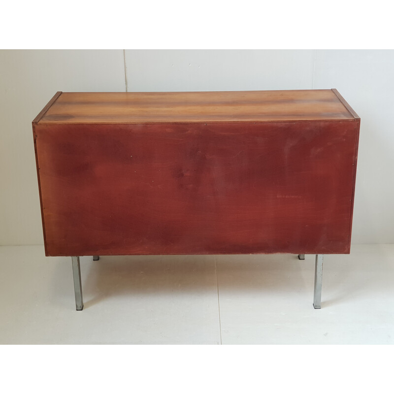 Vintage wood and metal chest of drawers by André Monpoix, 1960