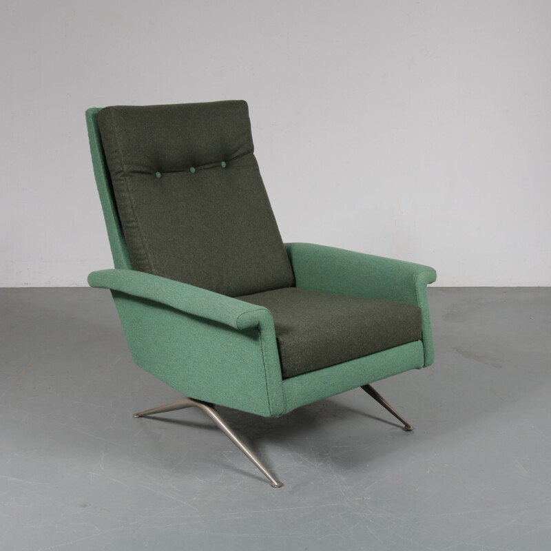 Vintage grey and green armchair, Netherlands, 1960s