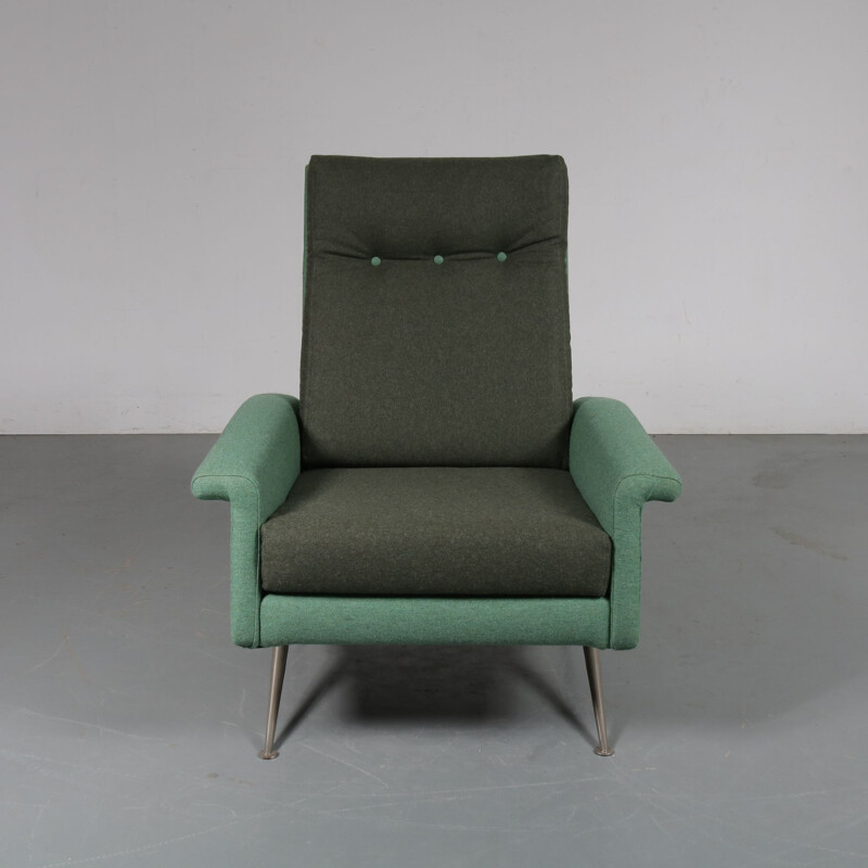 Vintage grey and green armchair, Netherlands, 1960s