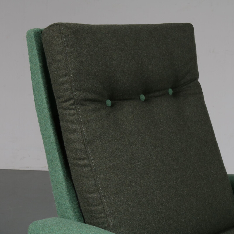 Vintage grey and green armchair, Netherlands, 1960s