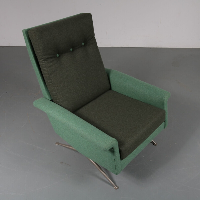 Vintage grey and green armchair, Netherlands, 1960s