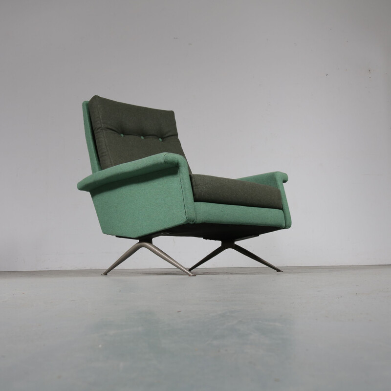 Vintage grey and green armchair, Netherlands, 1960s