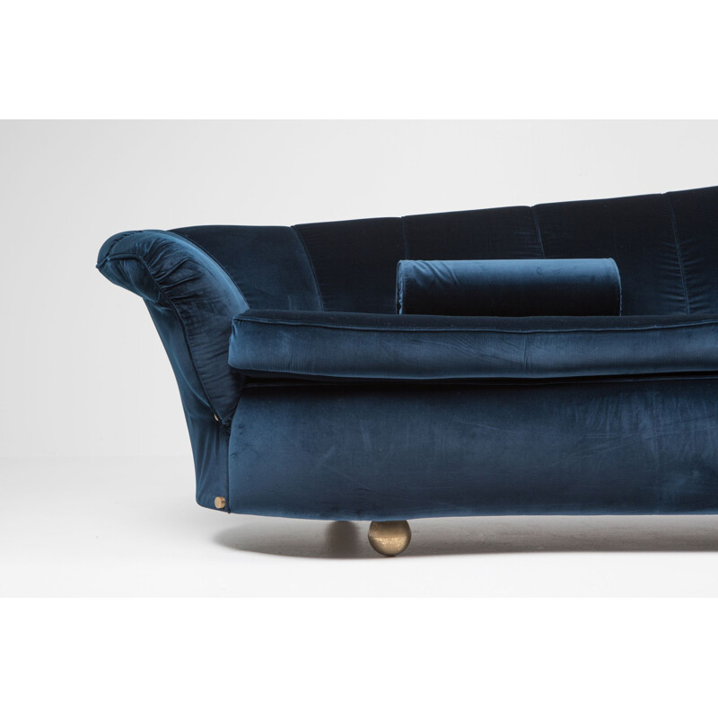 Vintage blue velvet sofa by Marzio Cecchi, 1970s