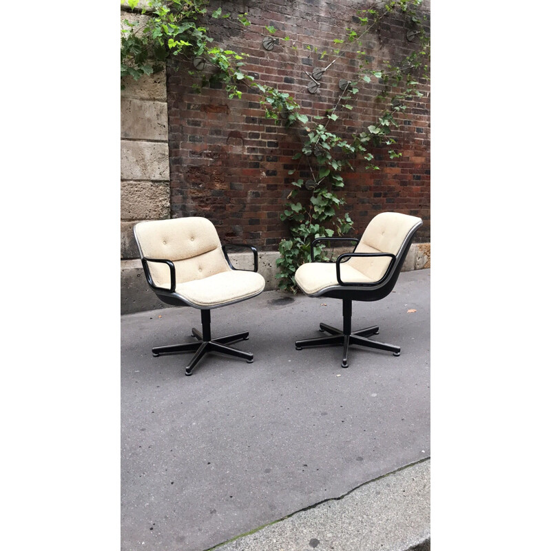 Set of 2 vintage armchairs by Charles Pollock for Knoll, 1970s