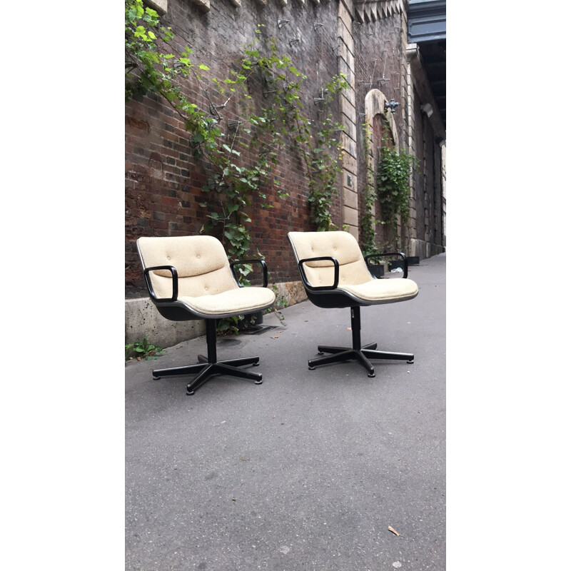 Set of 2 vintage armchairs by Charles Pollock for Knoll, 1970s