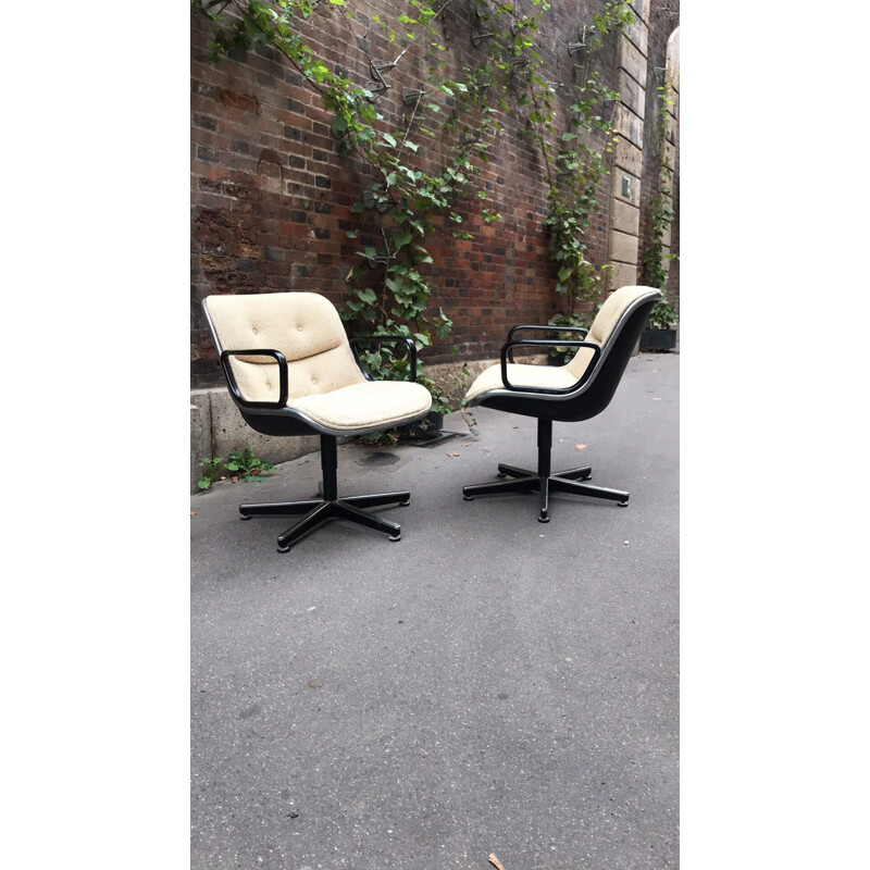 Set of 2 vintage armchairs by Charles Pollock for Knoll, 1970s