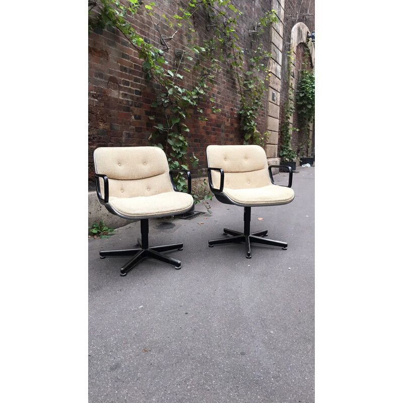 Set of 2 vintage armchairs by Charles Pollock for Knoll, 1970s