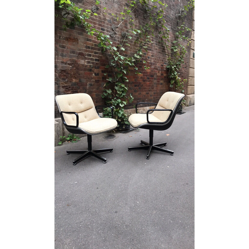 Set of 2 vintage armchairs by Charles Pollock for Knoll, 1970s