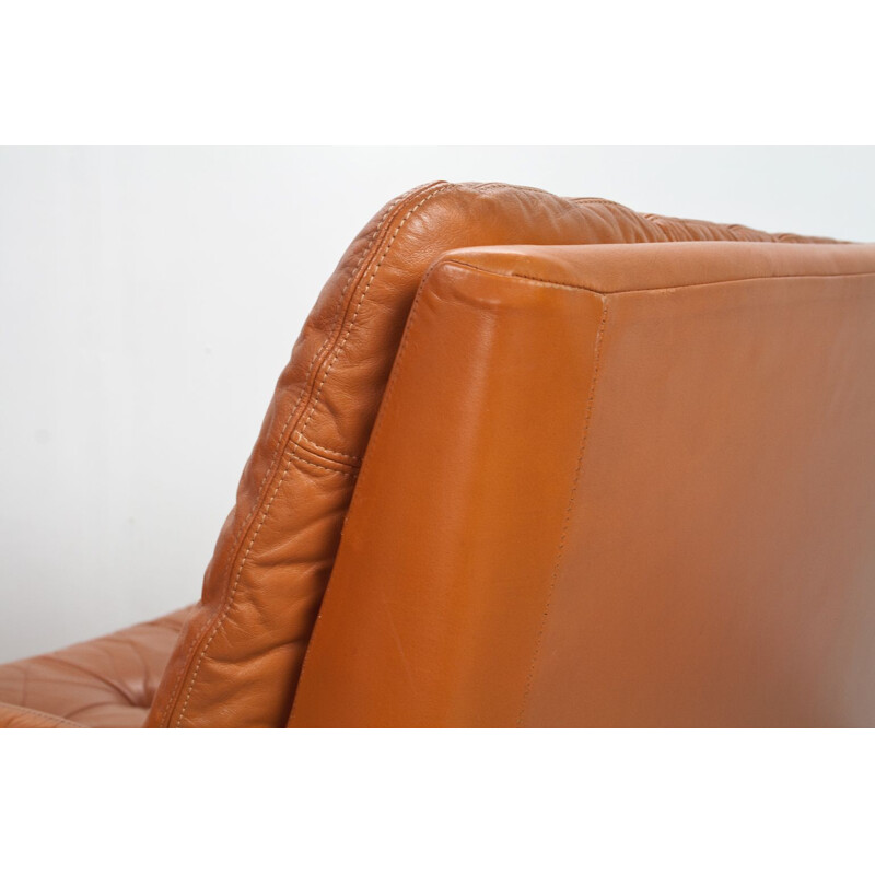 Vintage corner sofa in brown leather, 1970s