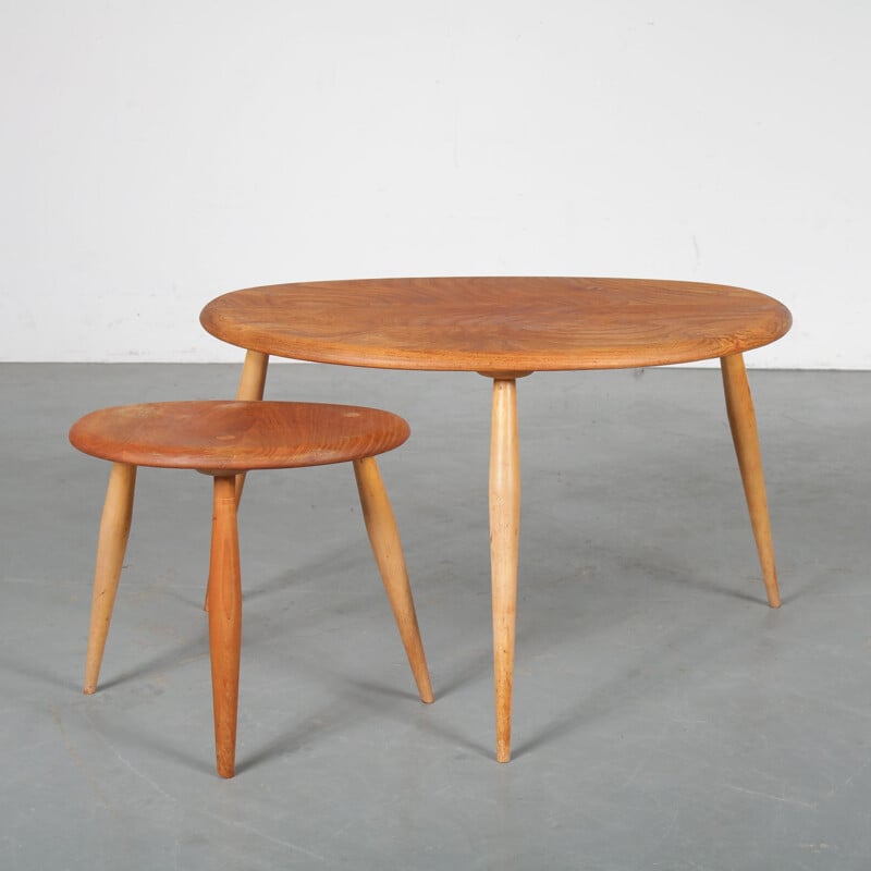 Set of 2 nesting tables by Ercol, UK, 1950s