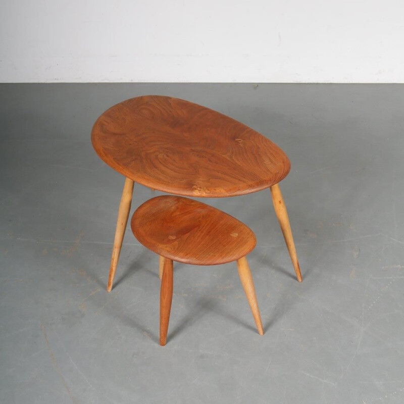 Set of 2 nesting tables by Ercol, UK, 1950s