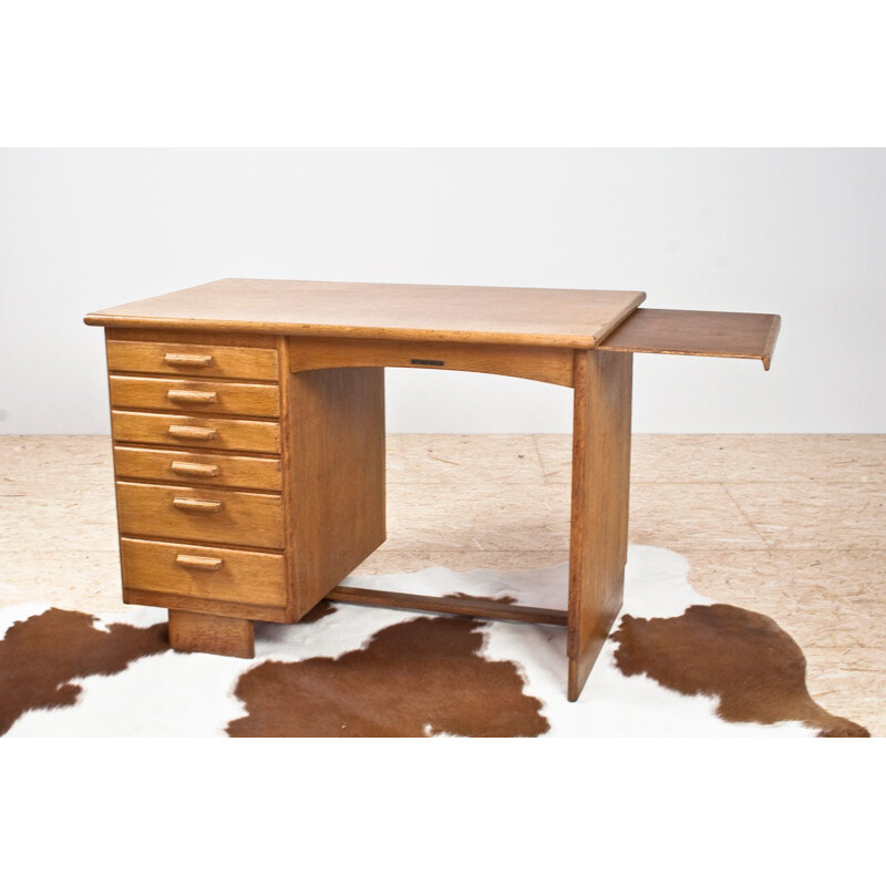 Vintage oak desk, Netherlands, 1930s