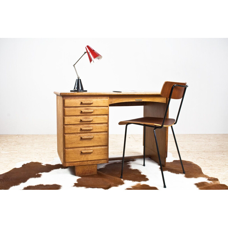 Vintage oak desk, Netherlands, 1930s