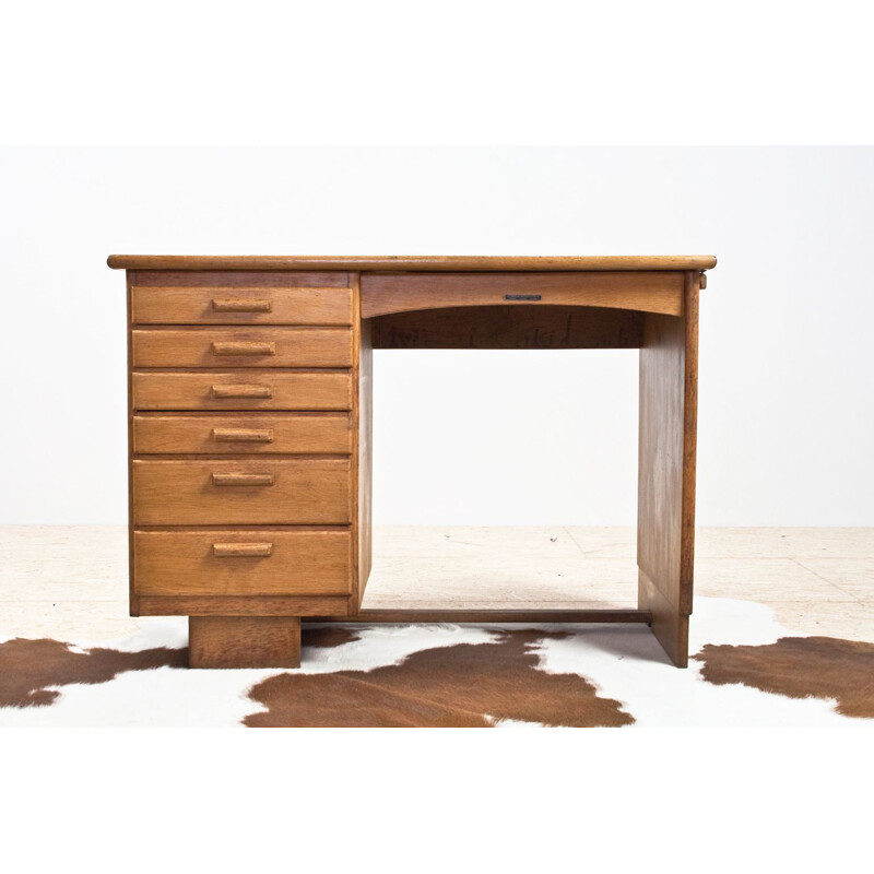 Vintage oak desk, Netherlands, 1930s