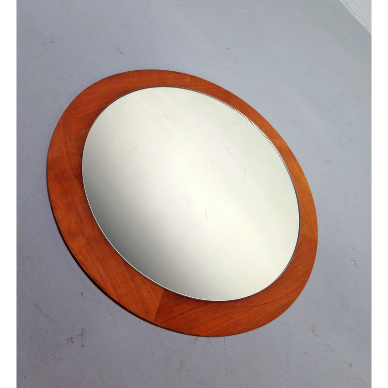 Vintage wooden round mirror