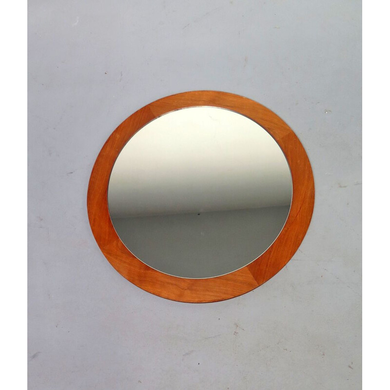 Vintage wooden round mirror