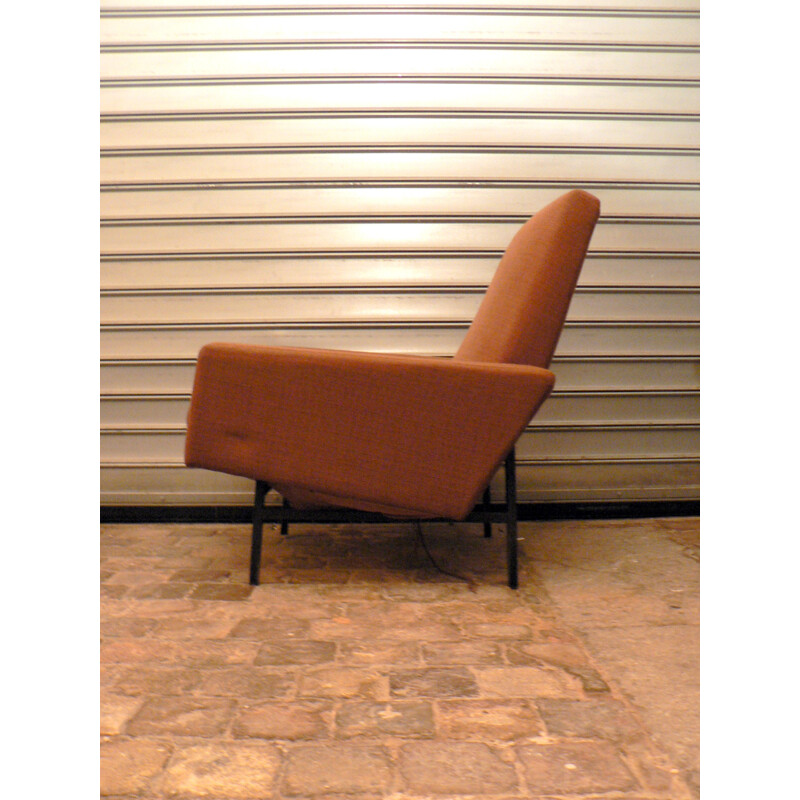 Pair of Steiner armchair in metal and fabric, ARP - 1950s