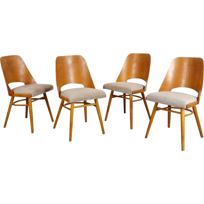 Ensemble de 4 chaises par Ton, Tchécoslovaquie, 1960