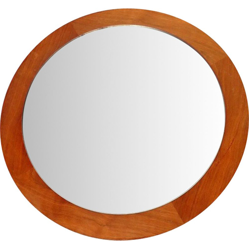 Miroir rond vintage en bois 