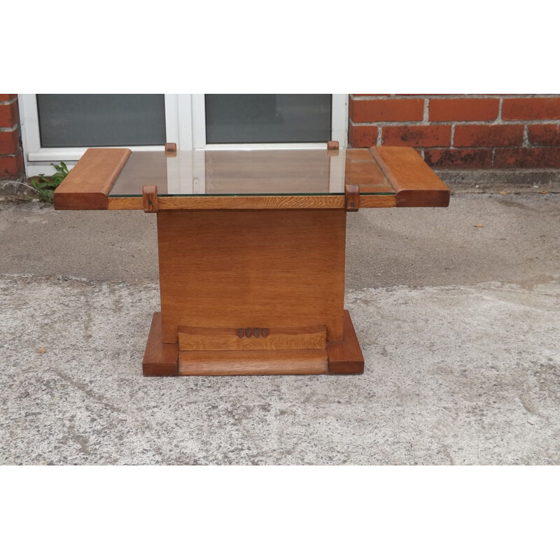 Vintage oak coffee table art deco, 1940