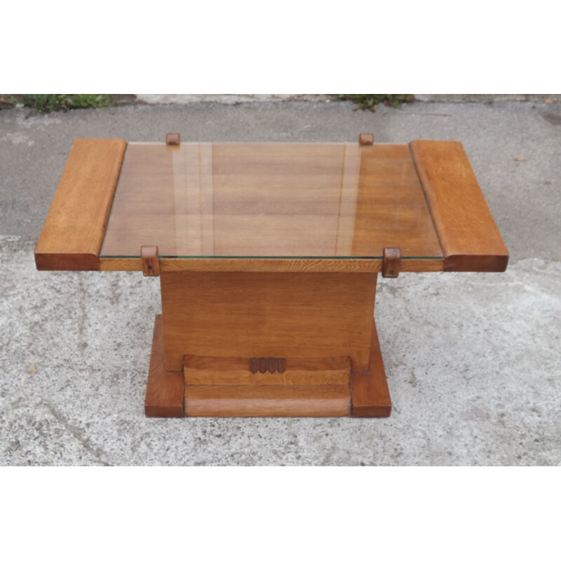 Vintage oak coffee table art deco, 1940