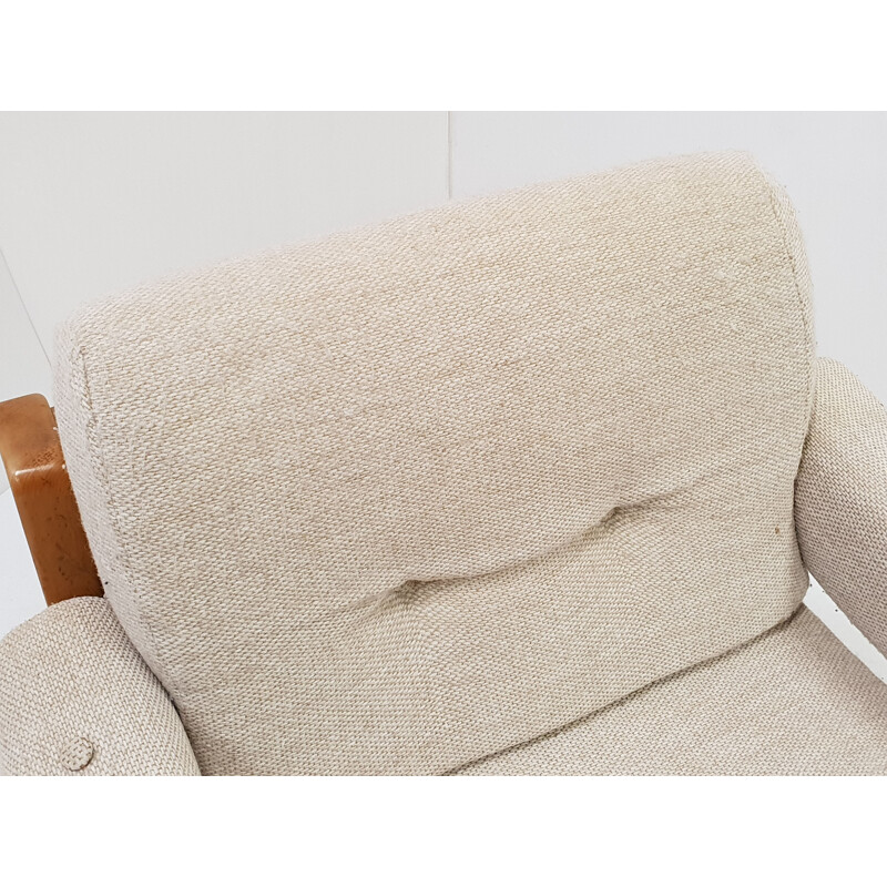 Scandinavian vintage armchair in wool & pine 1960