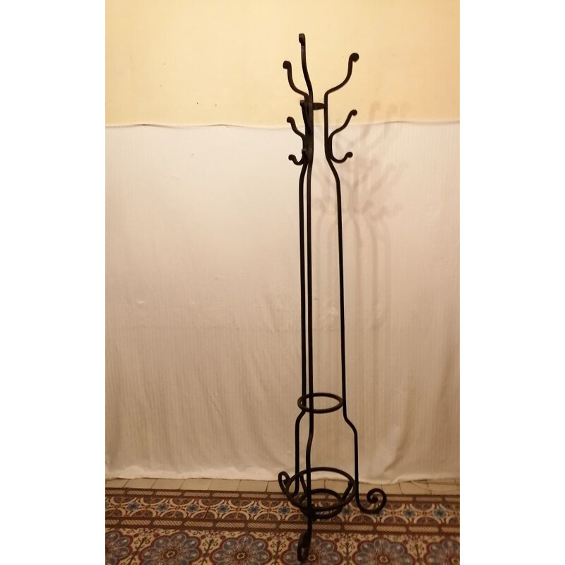 Vintage wrought iron parrot coat rack Courtrai, 1925-1930