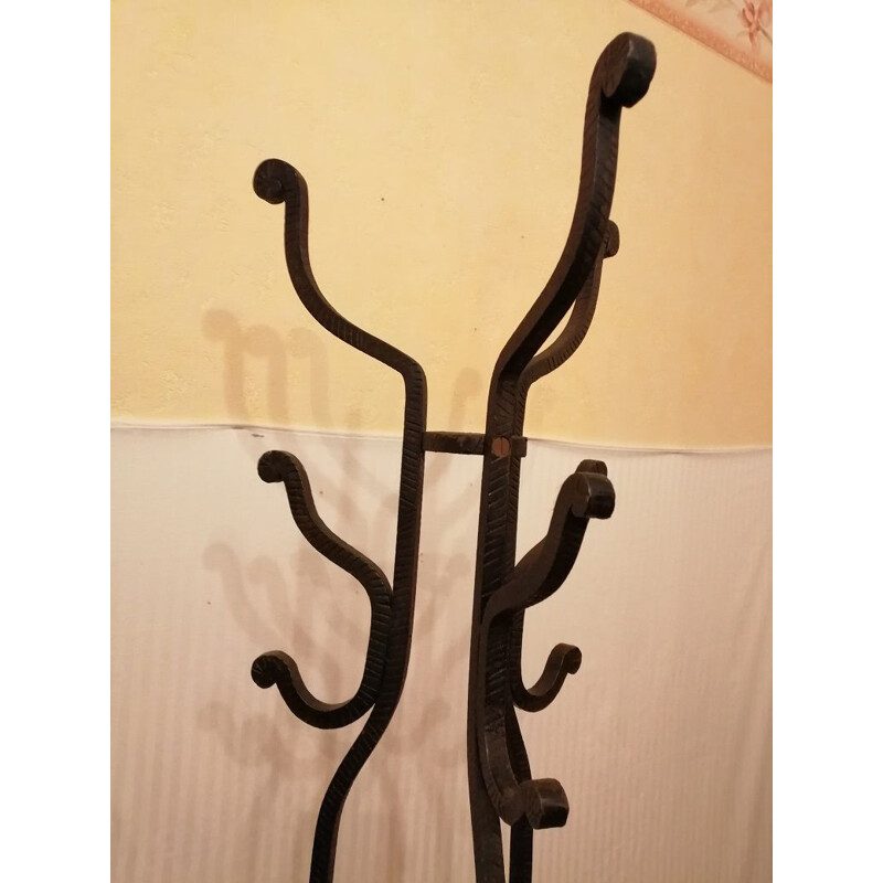 Vintage wrought iron parrot coat rack Courtrai, 1925-1930