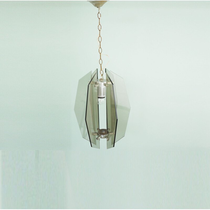 Glass vintage pendant light by Veca, 1970s