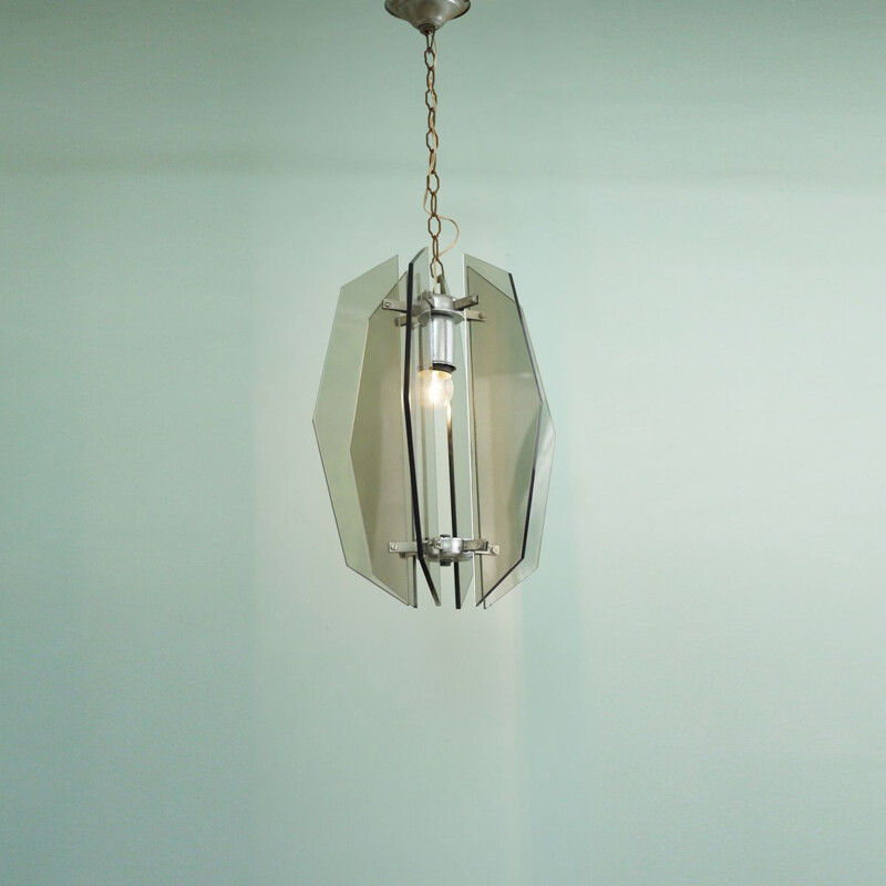 Vintage glazen hanglamp van Veca, 1970