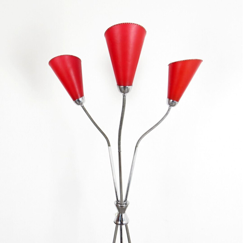 Red vintage floor lamp, 1960s