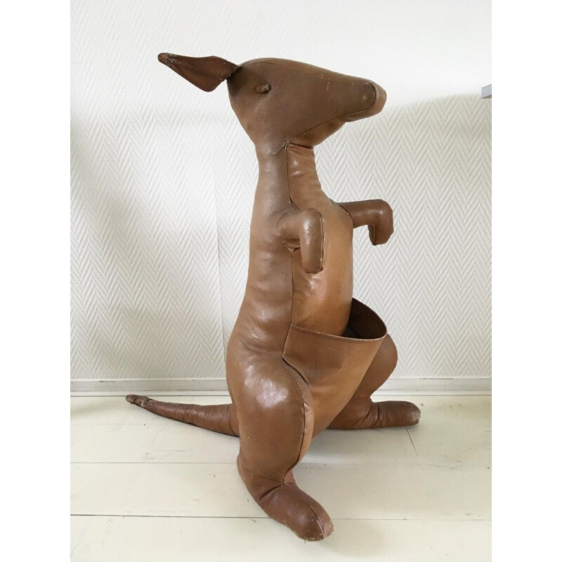 Leather vintage kangaroo, Magazine-rack by Dimitry Omersa, 1960s