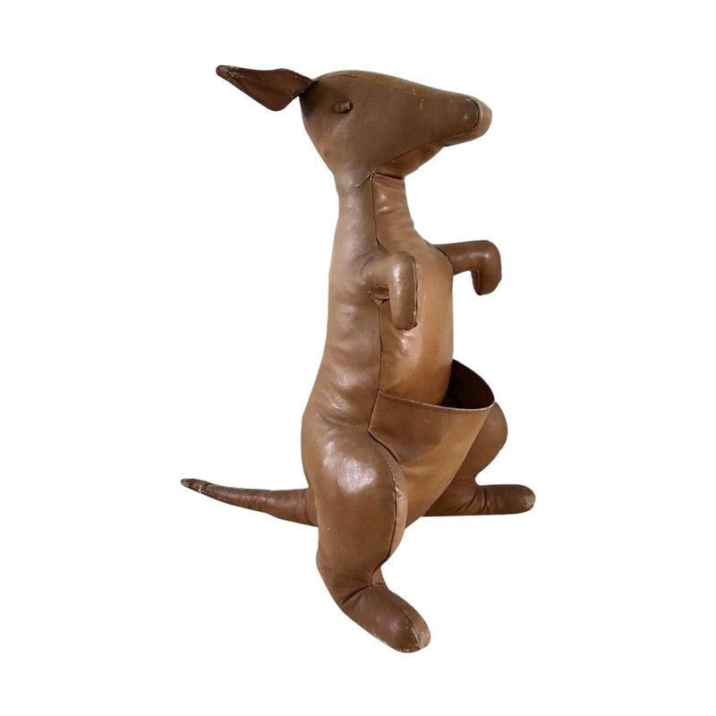 Leather vintage kangaroo, Magazine-rack by Dimitry Omersa, 1960s