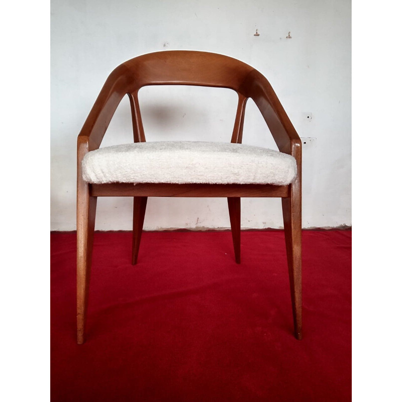 Pair of solid wooden armchairs, 1950s