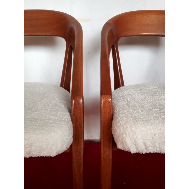 Pair of solid wooden armchairs, 1950s