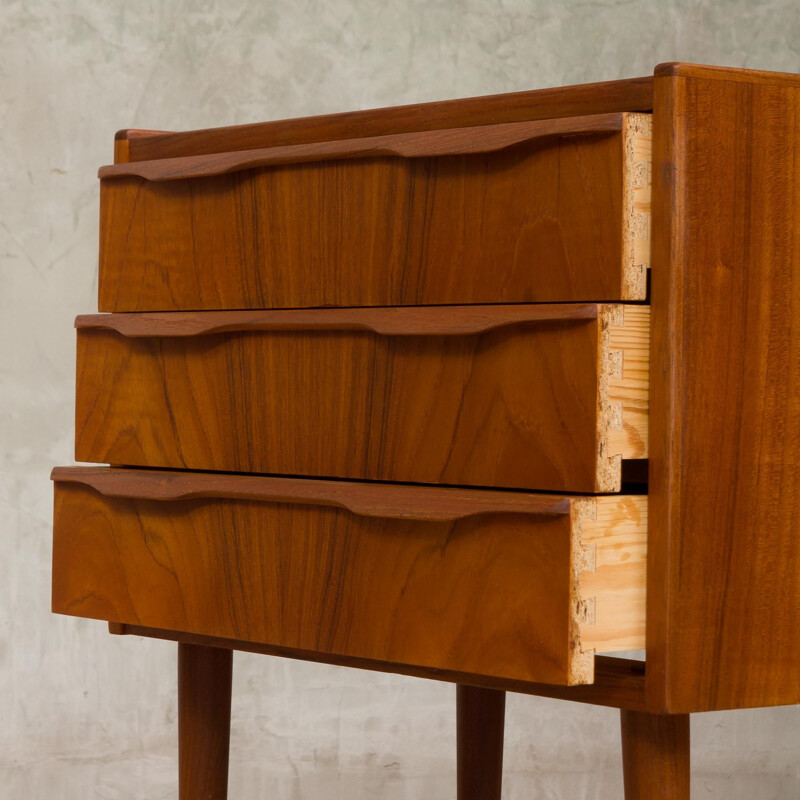 Danish vintage chest of drawers with teak mirror, 1960s