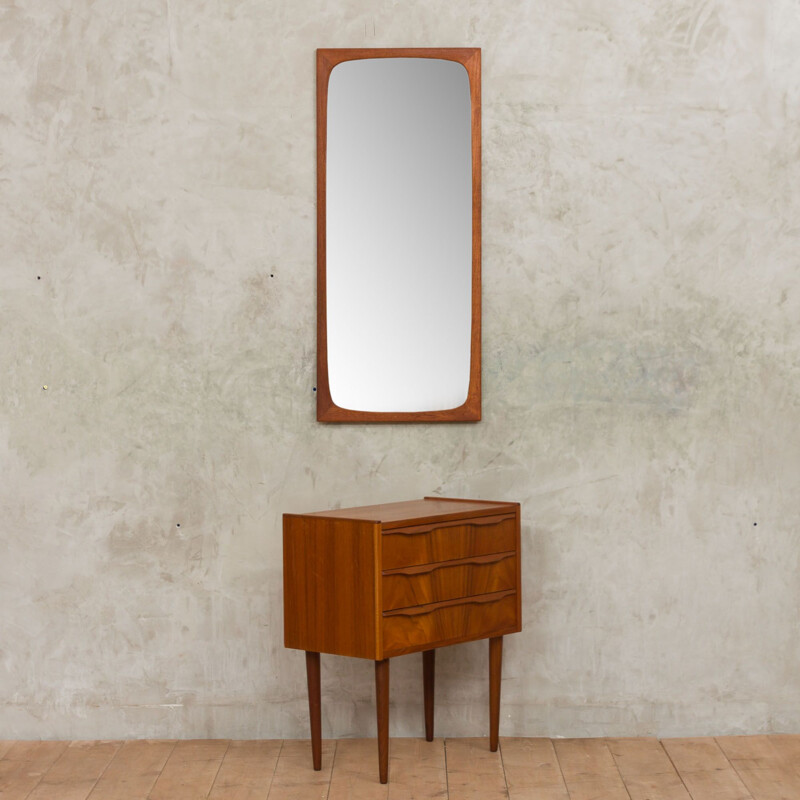 Danish vintage chest of drawers with teak mirror, 1960s