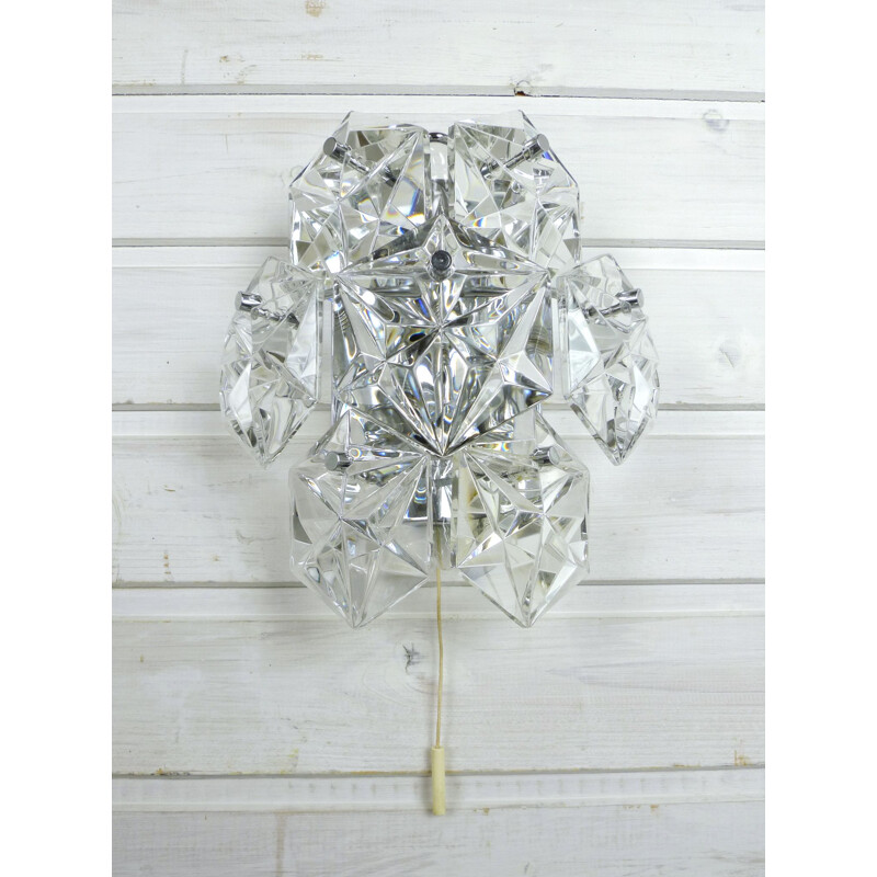 Pair of vintage crystal glass sconces by Kinkeldey, Germany 1970