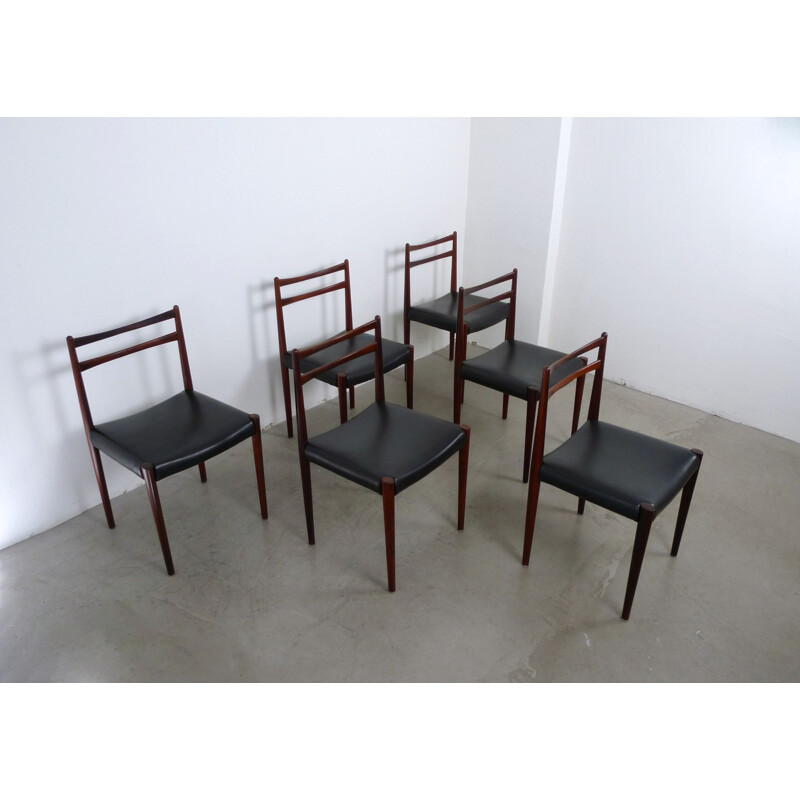 Set of 6 rosewood vintage dining chairs, Denmark, 1960s