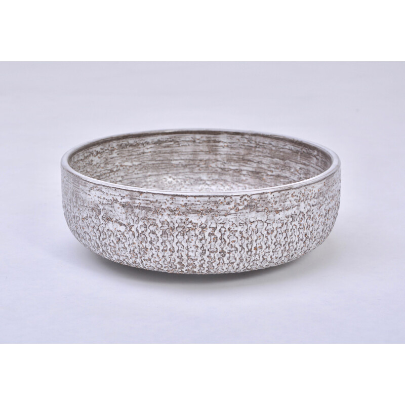 Vintage white ceramic bowl by Mari Simulsson for Upsala Ekeby 1960