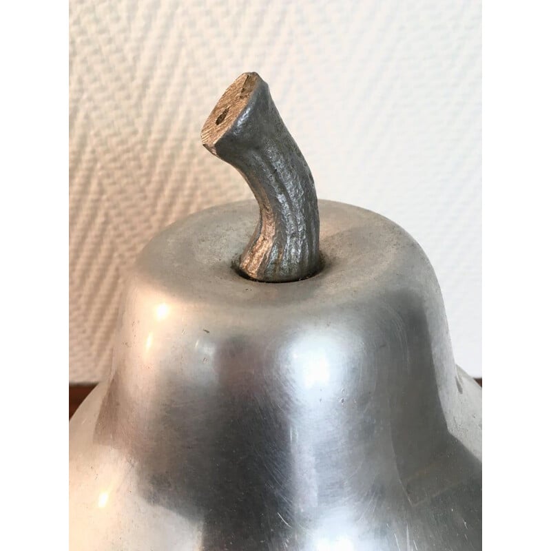 Vintage brushed aluminum, Italian, Ice Bucket, Pear Shaped, 1970