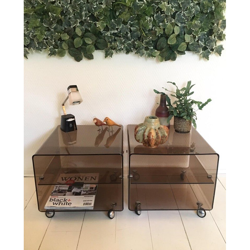 Set of 2 Lucite side tables by Michel Dumas for Roche Bobois, 1970s