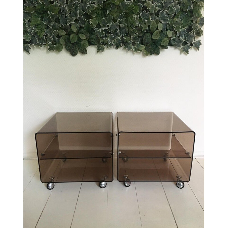Set of 2 Lucite side tables by Michel Dumas for Roche Bobois, 1970s