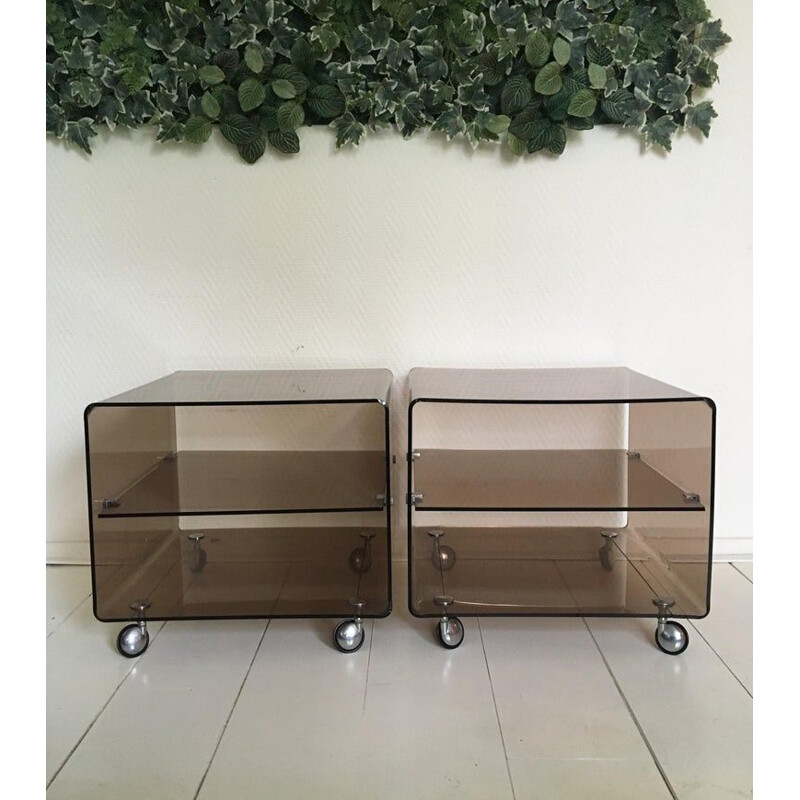 Set of 2 Lucite side tables by Michel Dumas for Roche Bobois, 1970s