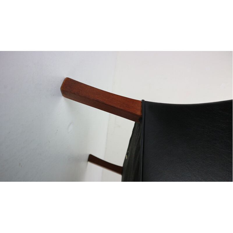 Vintage model 2207 black leather armchair by Børge Mogensen from Frederia, Denmark, 1960