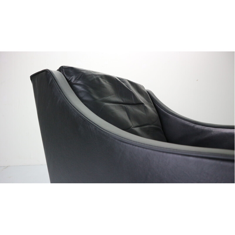 Vintage model 2207 black leather armchair by Børge Mogensen from Frederia, Denmark, 1960