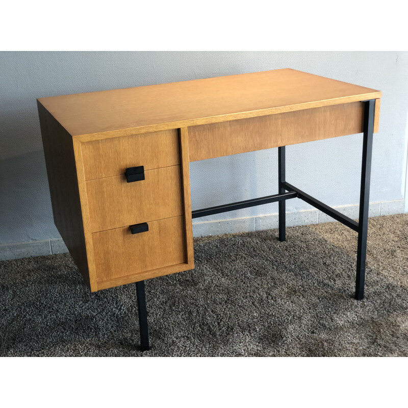 Vintage oak desk by Jacques Hitier, Multiplex edition, 1958 