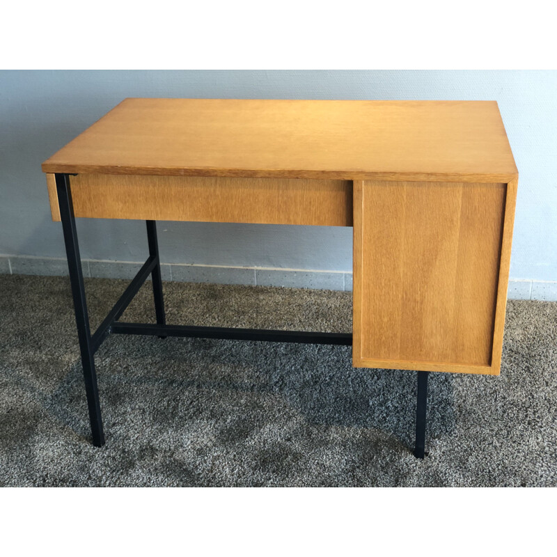 Vintage oak desk by Jacques Hitier, Multiplex edition, 1958 